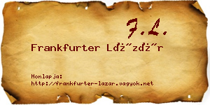 Frankfurter Lázár névjegykártya